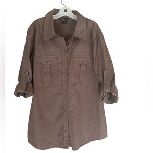 MODA INTERNATIONAL  Women’s Chocolate Brown Button-Up Shirt. Size - M - NWT